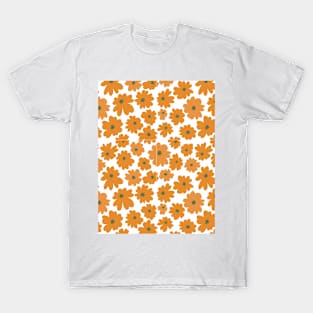 Diseño Digital floral en blanco y naranja T-Shirt